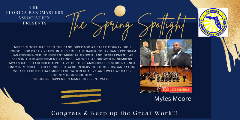 Spring Spotlight graphic and photos of Myles Moore.