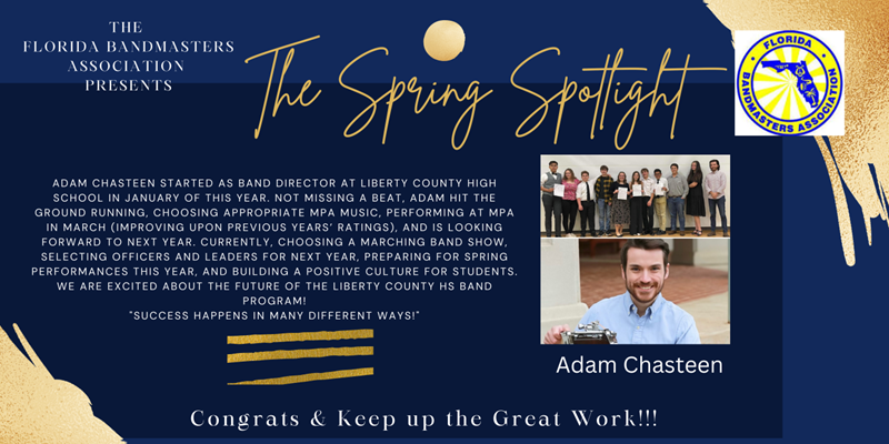 Spring Spotlight graphic and photo of Adam Chasteen