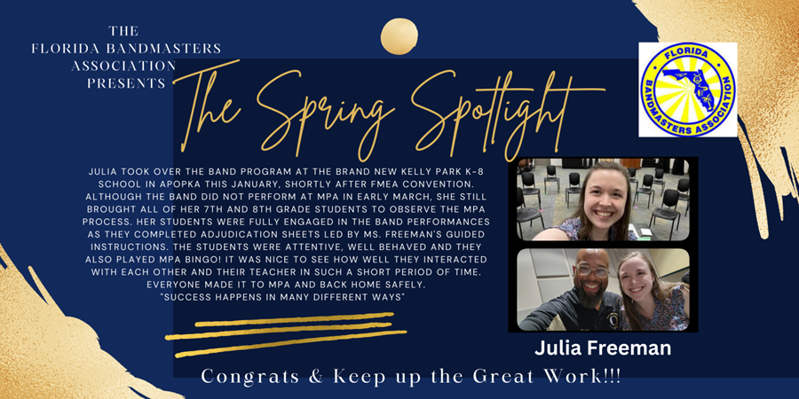 Spring Spotlight graphic and photo of Julia Freeman